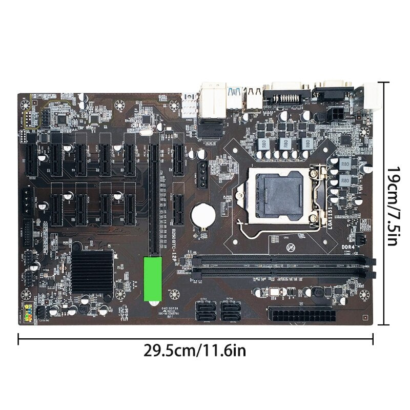 New B250 BTC Mining Machine Motherboard 12 PCI-E16X Graph Card SODIMM LGA 1151 DDR4 SATA3.0 Support VGA DVI for Miner Dropship
