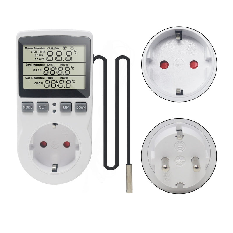 KT3100 KT3200 Thermostat Digital Temperature Controller Socket Outlet Timer Switch Sensor Heating Cooling 16A 220V for Heat Mat