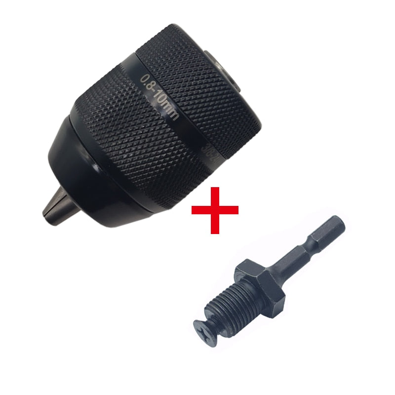 Keyless 0.8-10mm 3-Jaw  3/8-24UNF Drill Chuck Quick Change Adapter SDS-Plus Shank 1/4&quot; Hex Square Fit Rotary Hammer/Hammer Drill