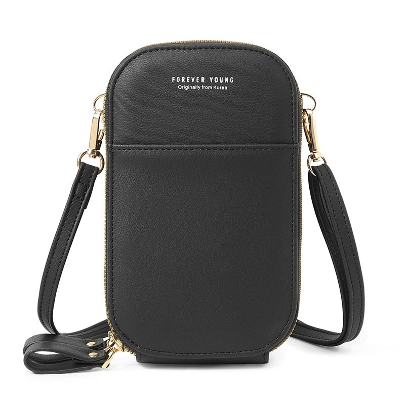 Designer-Handytasche Mini-Umhängetasche für Frauen, zwei Schichten, Umhängetasche, Pu-Leder, Damen, kleine Crossbody-Geldbörse