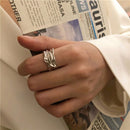 Foxanry Minimalist 925 Stamp Rings for Women New Fashion Creative Irregular Surface Geometric Party Jewelry Gifts