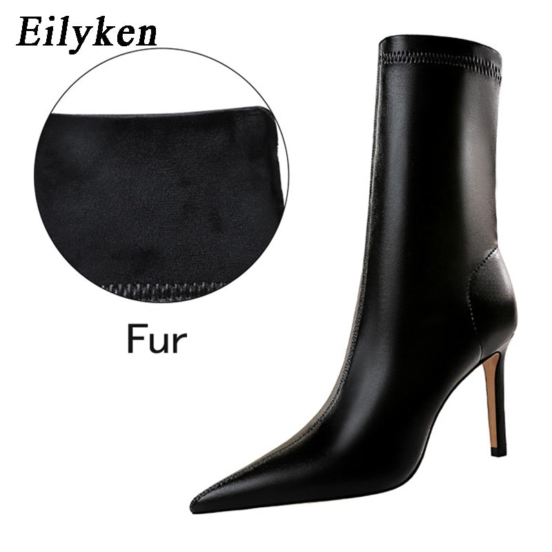 Eilyken 2023 Spring High Quality Soft PU Leather Boots Women Pointed Toe Pumps Heels Fashion Ladies Party Shoes Size 34-40