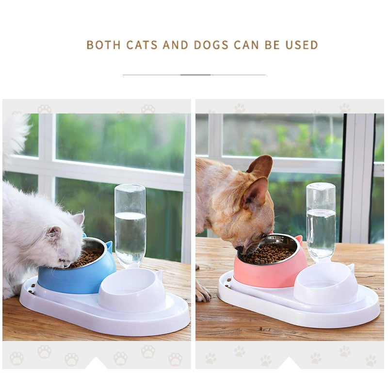 HOOPET Automatischer Futterautomat für Katzen und Hunde, Katzennapf mit erhöhtem Ständer für Haustier und Katze