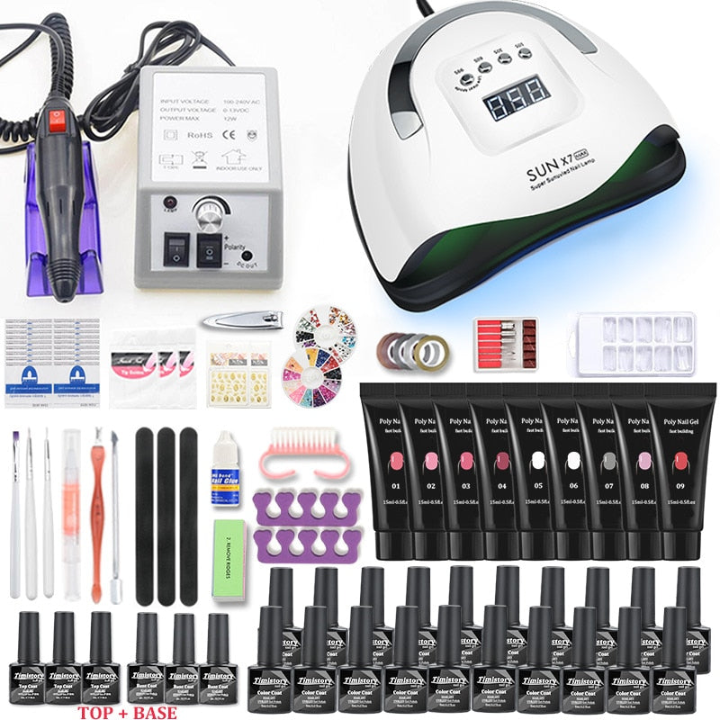 Nail Set 114W/54W UV LED Nail Lamp Dryer 20000RPM Machine Polish Nail Drill And Nail Extension Crystal Paste Nail Art Kit