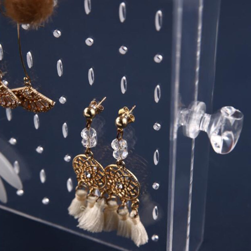Caja de almacenamiento de joyería transparente soporte de exhibición de pendientes caja de almacenamiento organizador cajón estante de almacenamiento collar vitrina de joyería