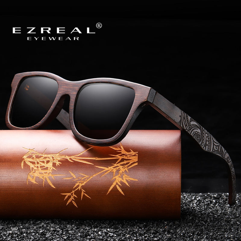 EZREAL Handmade Natural Wooden Sunglasses Women Men Brand Design Vintage Fashion Glasses Gray Polarized Lens Accept OEM 1610BN