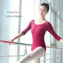 Women Black Mesh Dance Leotards Three Quarter Sleeve Ballet Leotards Adult Ballet Practice Dance Costume Gymnastics Leotards