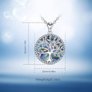 EUDORA 925 Sterling Silver Tree Of Life Pendant Crystal Leaf Blue Mother of Pearl Necklace Women Fine Jewelry Gift with Box D170