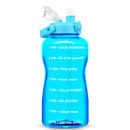 Quifit Gallon 2L Water Bottle with Straw 3.8 &amp; 2 Litre Large Capacity Tritan BPA Free Motivational Quote Time Marker 2000ml Jug