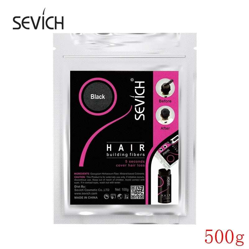 500g SEVICH Keratin Hair Fiber Human Hair Loss Treatment Care Color Thickening Styling Powder OEM Private Label Refill Bag