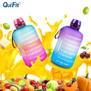QuiFit 128oz 73oz 43oz 1 Gallon Water Bottle With Time Markings Filter Net Fruit Infuse BPA Free Motivational Sports Drink Jug