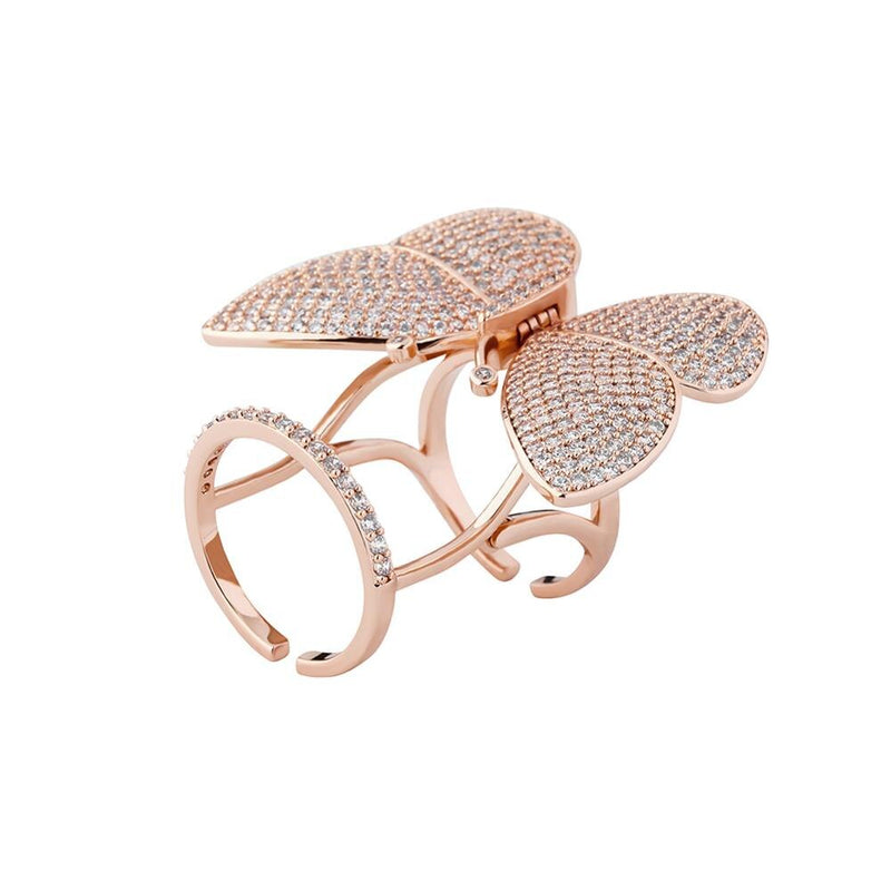 TOPGRILLZ Adjustable Butterfly Ring Movable Wings Ring Women Iced Out Cubic Zirconia Ring Fashion Charm Women Jewelry For Gift