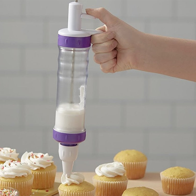 Plastic Dessert Decorator Set Cake Decoration Accessories With Nozzle Cupcake/Cake Icing Piping Tool Decorating Syringe      094