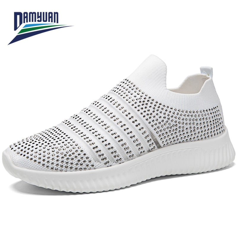 Damyuan, zapatillas de deporte de calcetín suave para mujer, zapatos planos transpirables y cómodos para mujer, zapatos para caminar y correr para mujer, zapatos informales 35-43