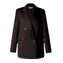 AEL Vintage Autumn Women Pant Suit Dark Brown Loose Blazer Jacket Wide Leg Pants Office Sets (pants and blazer sold separately)