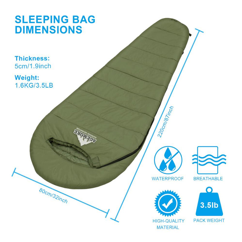 Sacos de dormir para acampar al aire libre Agemore, saco de dormir de invierno con calefacción ultraligera impermeable, engranajes de campamento para dormir para adultos con almohadilla térmica