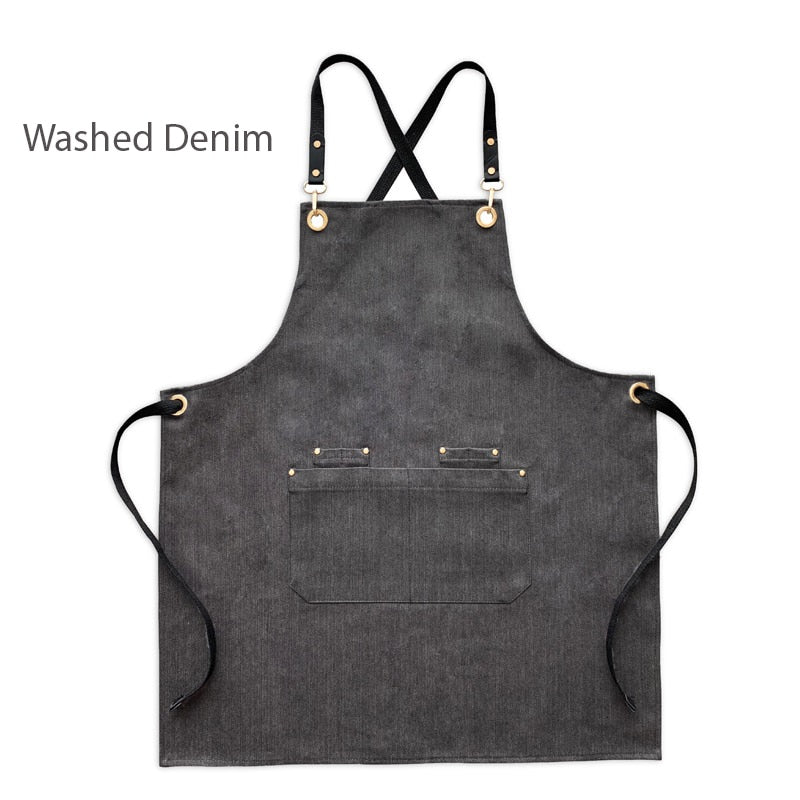 2021 New Thick Canvas Unisex Apron Bib Chef Kitchen Aprons for Women Men Coffee Shop Barber BBQ Bib working uniform