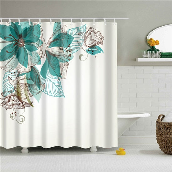 Floral Bamboo Dandelion Maple Leaf Flower Fabric Waterproof Polyester Shower Curtains Bathroom Curtain Bath Accessory Printing
