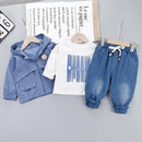 3 Pieces Baby Boy Clothes Set Infant Kids Zipper Jacket + T Shirt + Jeans Child Costume Children Clothing