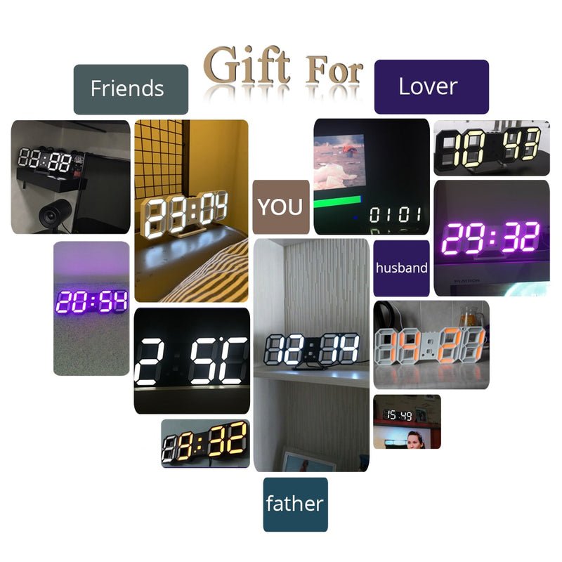 LED Digital Wall Clock Alarm Date Temperature Automatic Backlight Table Desktop Home Decoration Stand hang Clocks