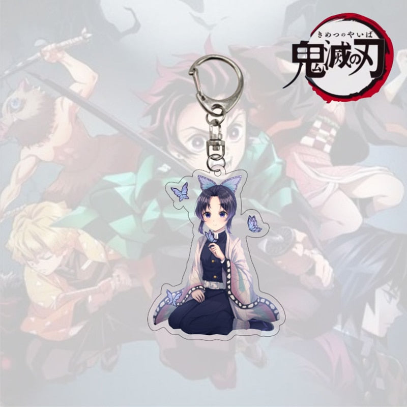 Anime Demon Slayer Keychain Acrylic Kimetsu no Yaiba Blade of Ghost Keychains Key Cover Chain Keyring Jewelry Accessories Gifts