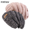 FURTALK Winter Knitted Hat Women Hat Slouchy Beanie for Girls Skullies Cap A047
