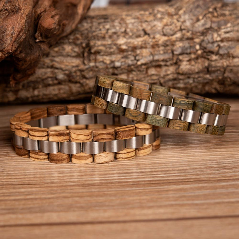 Bobo Bird, pulsera de madera para hombres, joyería para mujeres, pulsera de acero inoxidable 2020, pulseras hechas a mano para parejas, regalo para amantes de los hombres