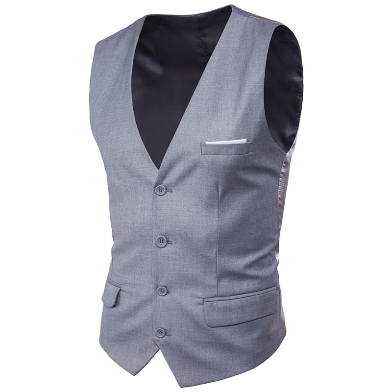 Chaleco de traje negro para Hombre, novedad de 2020, chaleco de vestir ajustado con cuello de pico, esmoquin Formal de negocios para boda, Chaleco para Hombre 6XL