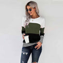 Autumn And Winter Woman Knitted Clothes Sweaters Stitching Color Long Sleeve Winter Blouses For Top Clothing For Women&