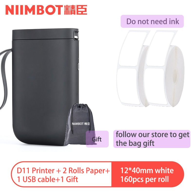 Niimbot D11 Drahtloser Etikettendrucker Tragbarer Taschenetikettendrucker Bluetooth-Thermoetikettendrucker Schneller Druck Mini Impresora