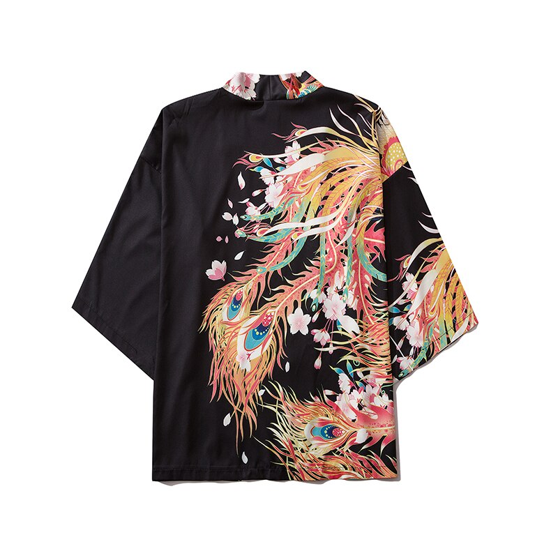 Bebovizi Fashion Japanese Anime Style Whale Print Kimono Women Cardigan Yukata Kimono Streetwear Men Loose Asian Clothing