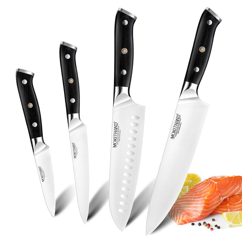 Japanische Küchenmesser 8-Zoll-Kochmesser-Set Deutschland 1.4116 Kohlenstoffstahl Santoku Angeln scharfes Kochmesser handgefertigt
