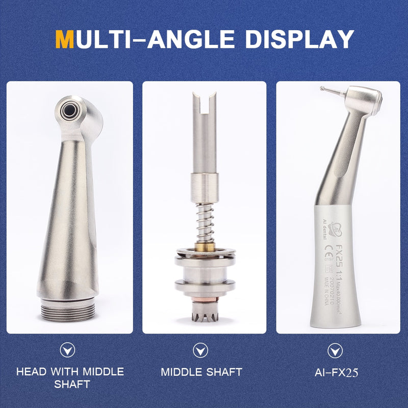 Dental supplies for dentist 1:1 contra angle handpiece FX25 external water spray handpiece non-optic compatible with air motor