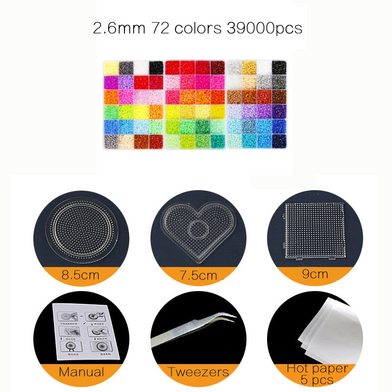 24/72 colors box set hama beads toy 2.6/5mm perler educational Kids 3D puzzles diy toys fuse beads pegboard sheets ironing paper