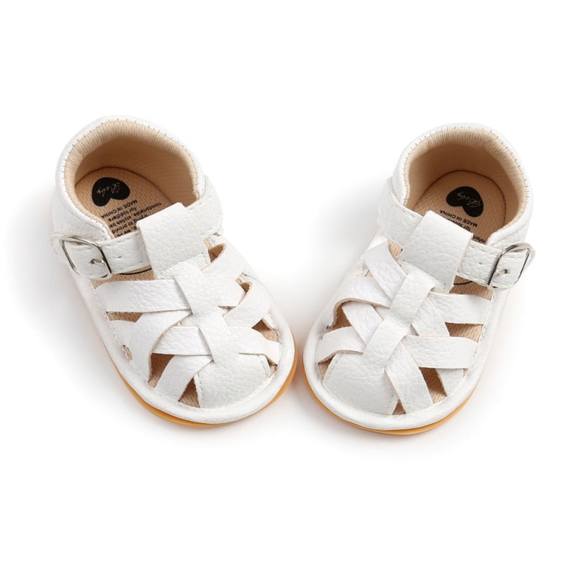 Summer Newborn Shoes Baby Boys Sandals Soft Leather Bebe Boys Prewalker Soft Sole Genuine Leather Beach Sandals 4 Colors