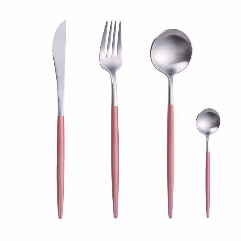 4 Stücke Edelstahl Grün Gold Besteck Essstäbchen Buttermesser Dessertlöffel Abendessen Gabel Teelöffel Geschirr Set