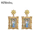2020 Antique Dangle Earrings Mother of God Virgin Mary Retro Paintings Glass Cabochon Mandala Pendants Jewelry for Women
