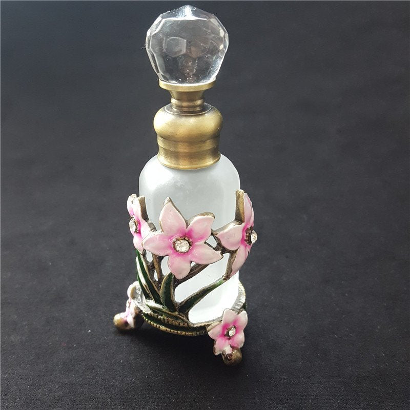 Ancient Arab Empty Perfume Bottle Antique Crystal Metal Bottle Dripper Home Decor Lady&