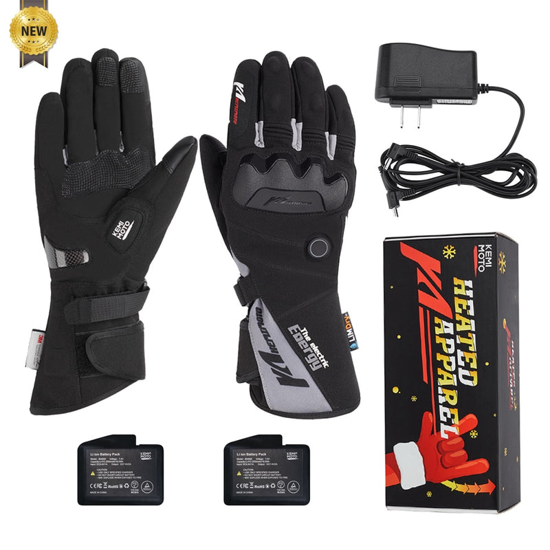 Guantes calefactables para motocicleta, guantes de esquí cálidos para invierno con pantalla táctil, guantes térmicos impermeables recargables para moto de nieve