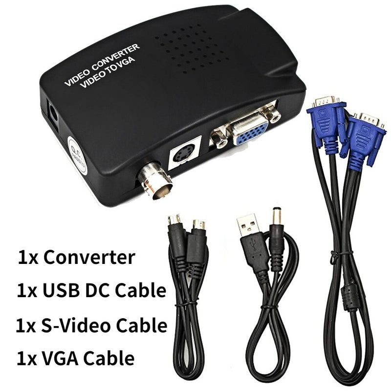 BNC-VGA-Composite-S-Video-auf-VGA-Konverter Videokonverter VGA-Ausgangsadapter Digitale Umschaltbox für PC Mac TV-Kamera DVD DVR