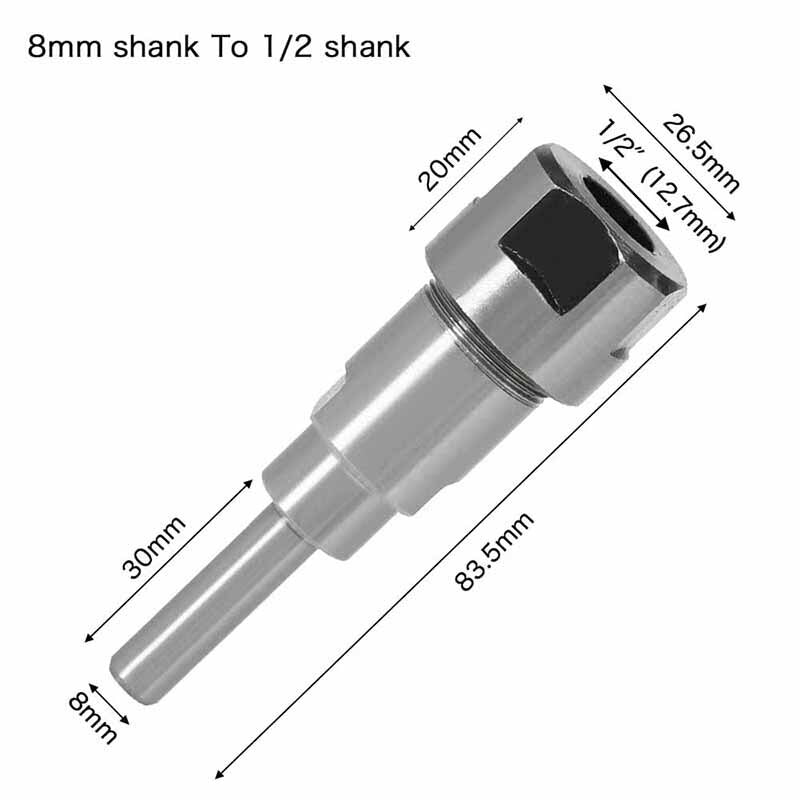 1/4 "8mm 12mm 1/2" Shank Router Bit Extension Rod Converter Collet Engraving Machine Accessories For Wood Milling Cutter