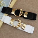 Designer Luxury Fashion Girl Elastic Belt New Dress Skirt Elastic Wide Waist Seal Gold Round Buckle Women&
