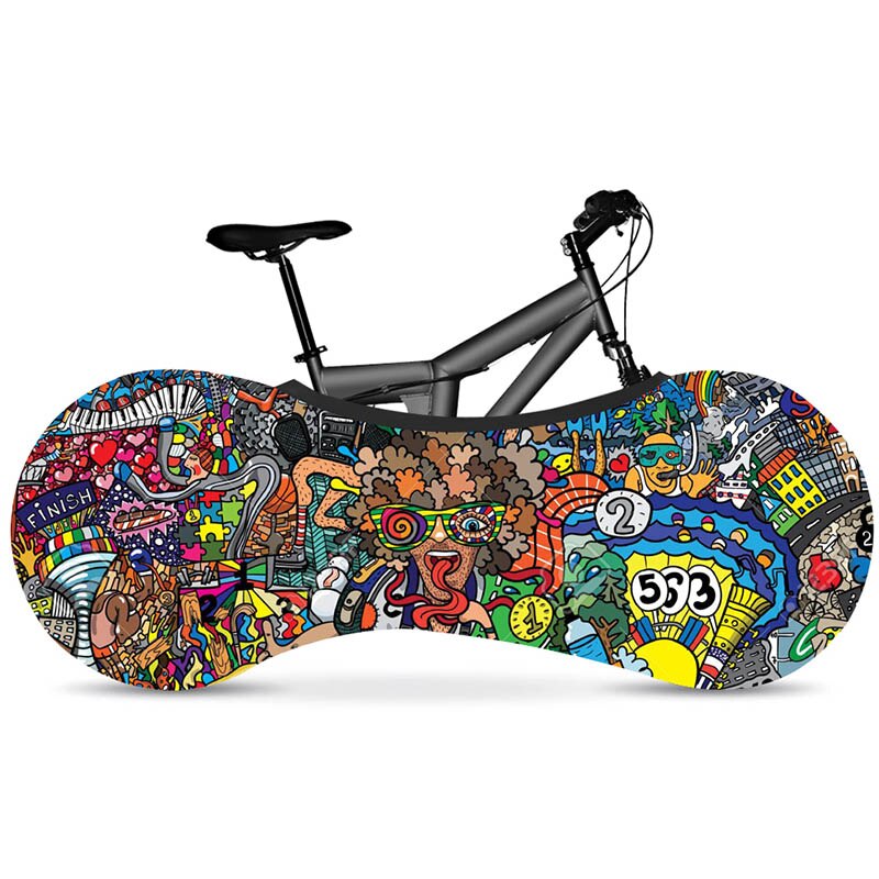 HSSEE graffiti series elastic bicycle indoor dust cover elastic fabric bicycle tire cover 700c 26&quot;-28&quot; road bike accessories