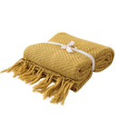 Mustard Yellow Blanket Sofa Knit Throw Blanket Tassels Fringe Blanket Travel 130x160cm Home Sofa Chair Couch Bed  50"x62"
