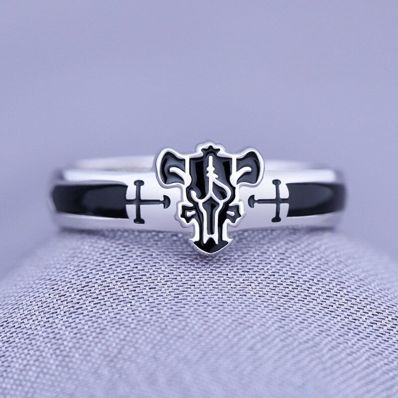 Japanese Anime Black Clover Asta Cosplay S925 Silver Ring Fashion Adjustable Men Women Finger Rings Jewelry Birthday Xmas Gift