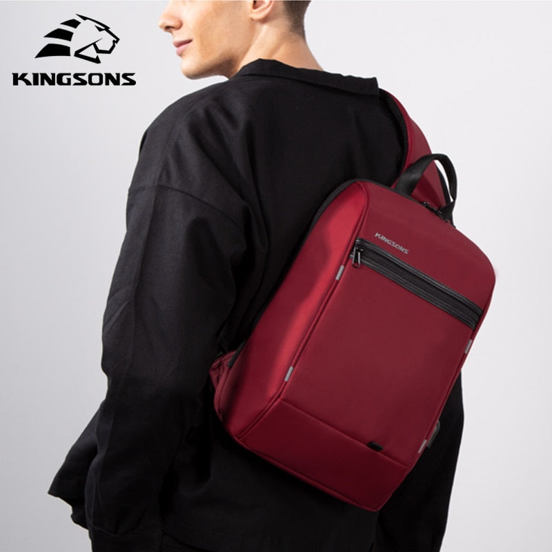Kingsons 13 '' Brusttasche Schwarz Einzelne Umhängetaschen mit USB-Aufladung Wasserdichte Nylon-Umhängetaschen Kuriertaschen Heiß verkauft