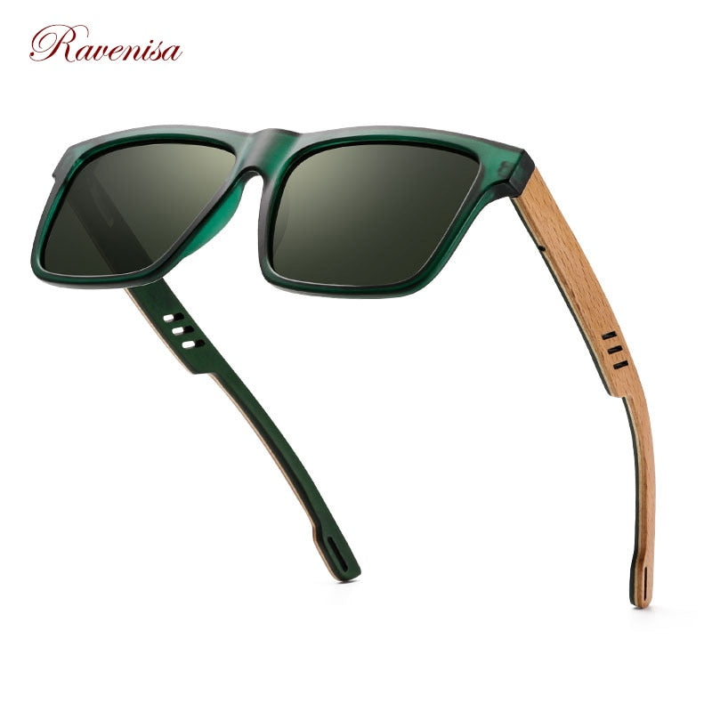 Ravenisa Zebra Wood Square Sonnenbrille Polarisierte Sonnenbrille Herren Markendesigner Holzbrillengestelle Oculos De Sol Feminino