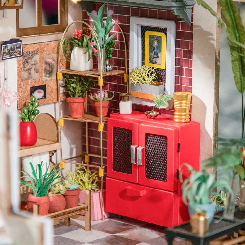 Robotime Rolife DIY Emily's Flower Shop Puppenhaus mit Möbeln Kinder Erwachsene Miniatur Puppenhaus Holzbausätze Spielzeug DG145