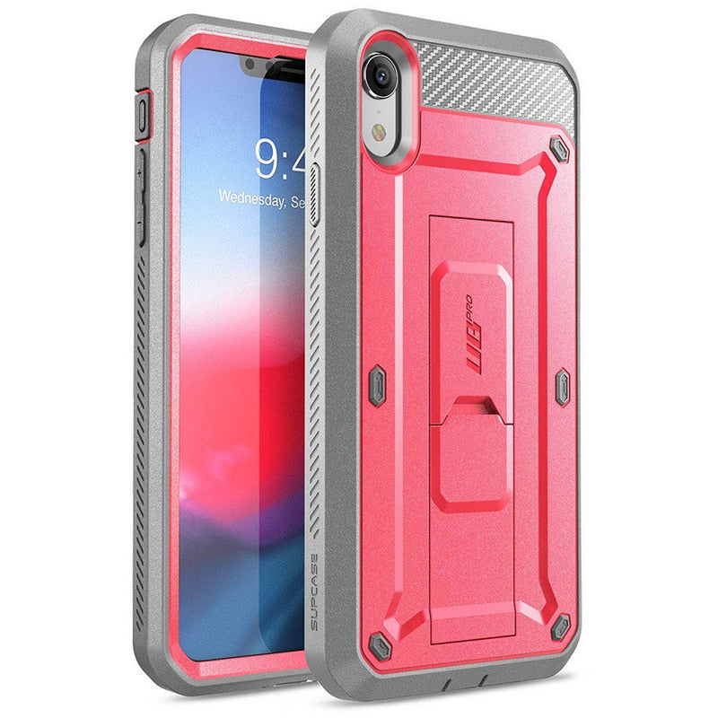 SUPCASE For iPhone XR Case 6.1 inch UB Pro Full-Body Rugged Holster Phone Case Cover with Built-in Screen Protector &amp; Kickstand