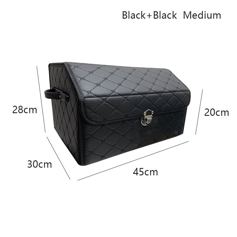 AUTOROWN PU Leather Trunk Organizer Box for Shopping Camping Picnic Home Garage Storage Bag Auto Interior Accessories S/M/L